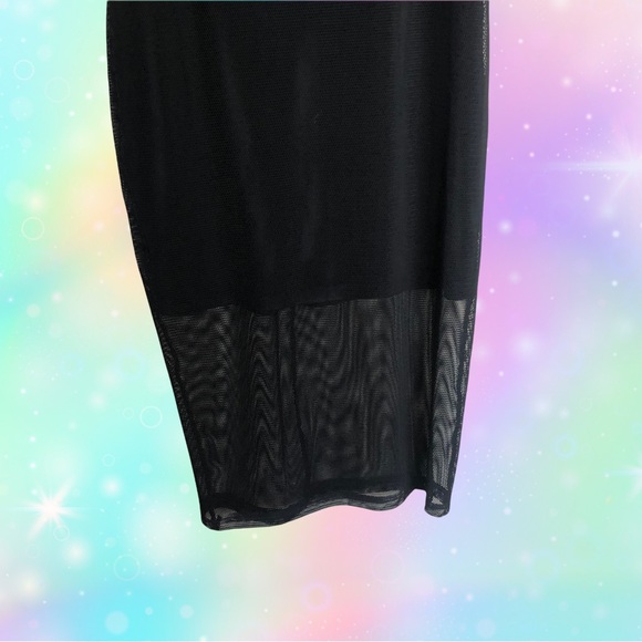 Black Mesh Overlay Midi Dress for Women, Size S - Picture 4 of 4